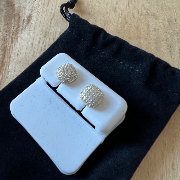 Moissanite Rounded Square Earrings 0.36 CTW, VVS D Color – 925 Silver, Gold - Picture 1 of 6